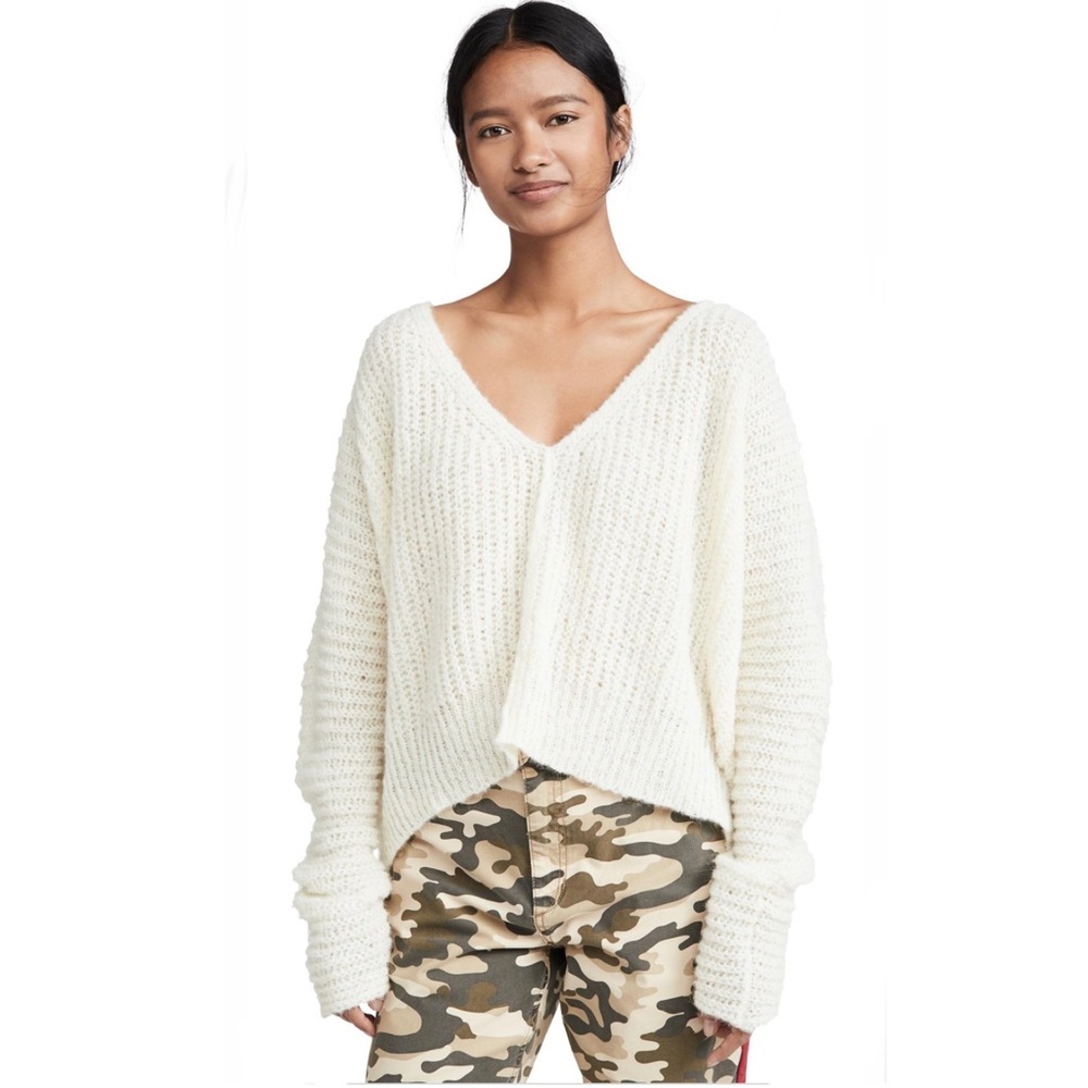 FREE PEOPLE New Women’s Moonbeam Ivory Alpaca Oversize Boho Sweater XS